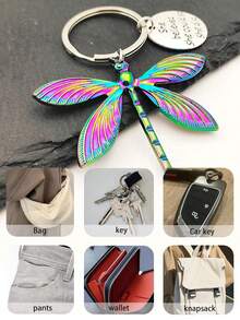 1. Modischer Metall-Libellen-Schlüsselanhänger, retro-farbiger Libellen-Anhänger, Geschenkbox-Dekoration, kleines Accessoire, Hängeaccessoire für Taschen, Auto-Schlüsselanhänger, Schlüsselanhänger-Riemen, Schlüsselring, Schlüsselanhänger-Zubehör, Paar-Schlüsselanhänger, Geschenk für sie, Geschenk für ihren Freund, kleines Geschenk, Geburtstagsgeschenk, Geschenk für einen Freund, Urlaubsgeschenk, Veranstaltungsandenken, Partygeschenk, Geschenke für Mutter, Vater, Abschluss und Lehrer - Verschiedenfarbig - Übersicht 5