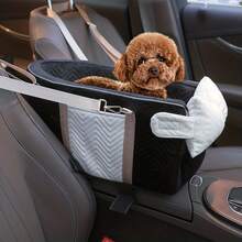 Cojín para asiento de coche para mascotas - Transportín portátil para mascotas, acolchado suave, se ajusta a los asientos delanteros y traseros - Esencial para viajes con perros y gatos - Base de tela de fácil limpieza - Negro - Ver 4