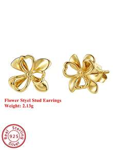 ORSA JEWELS 1 Paar 925er Sterlingsilber 14K vergoldete Blumen Ohrstecker, romantischer Stil Unisex Ohrschmuck, geeignet für Hochzeitsparty Bankett Geschenk, Weihnachts- und Geburtstagsgeschenk - Blume - Übersicht 13