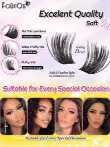 210Pcs D-Curl Fluffy Lash Clusters Kit, Individual DIY Eyelash Extensions With Bond & Seal And Tweezer, Reusable Soft Wispy Lashes For Natural Volume & Dramatic Party Makeup - Pink - View 6