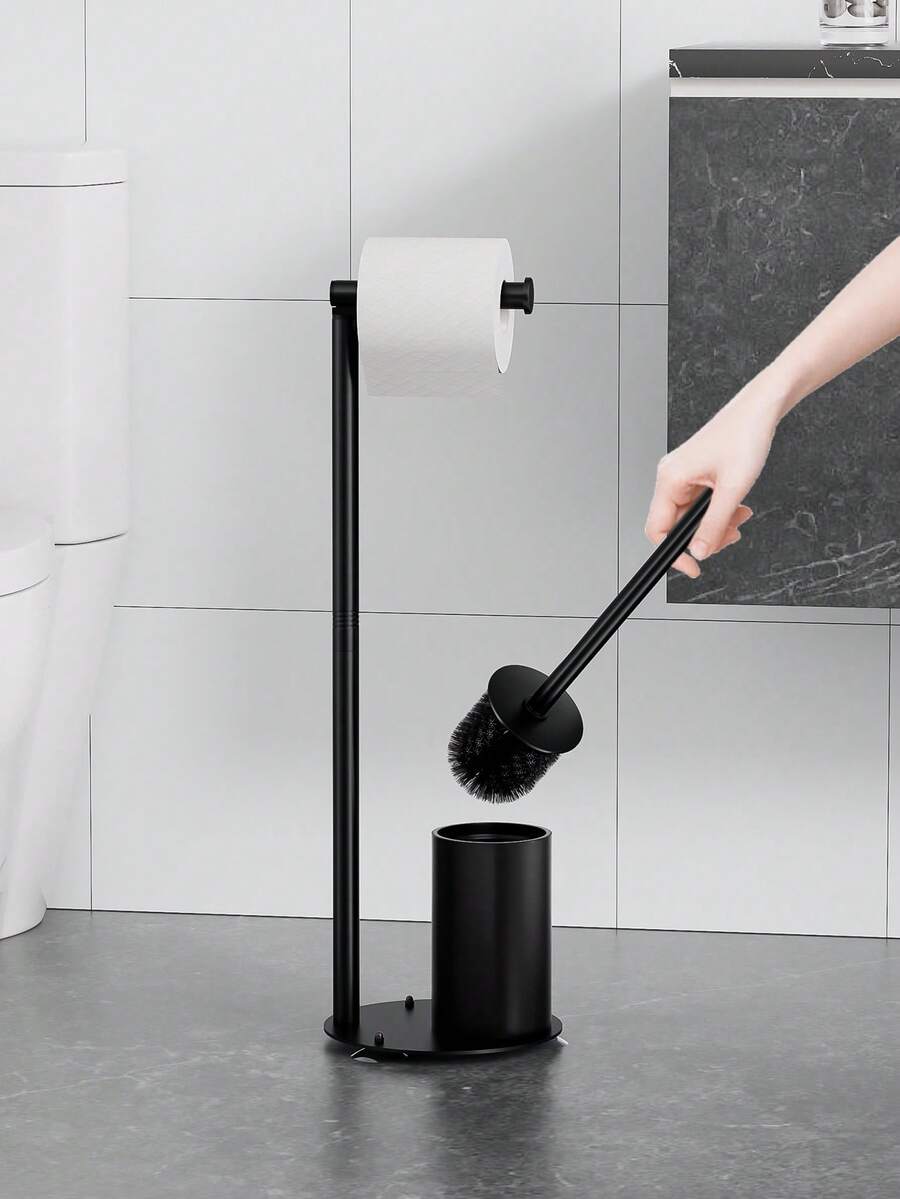 1 pieza Soporte de papel higiénico independiente con cepillo de baño, estantería de almacenamiento de baño ahorradora de espacio, organizador de papel decorativo para el hogar moderno y duradero - Multicolor - Ver 1