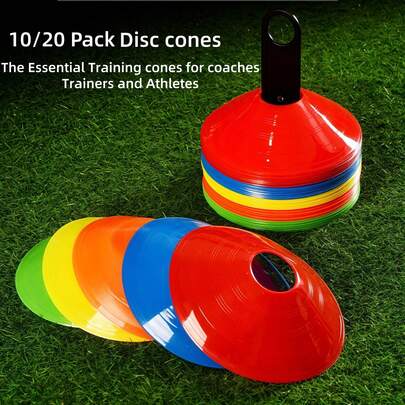 5pcs Lightweight Plastic Soccer Cones With Carrying Bag And Stand, Agility Disc Cones For Training, Sports, Basketball, Coaching, Practice Equipment, 5 Colors