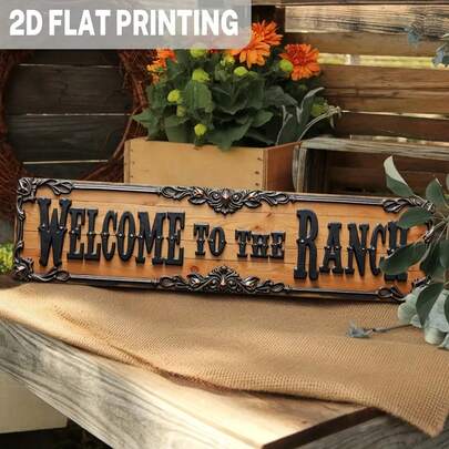 1pc Vintage Farm Welcome Sign - Gives A Nostalgic Western Farmhouse Feel, With Intricate Scroll Decorations, 9.98X39.98cm, Metal Art Piece, Suitable For Living Room, Entryway, Office, Indoor/Outdoor Use, Perfect For Christmas, Thanksgiving