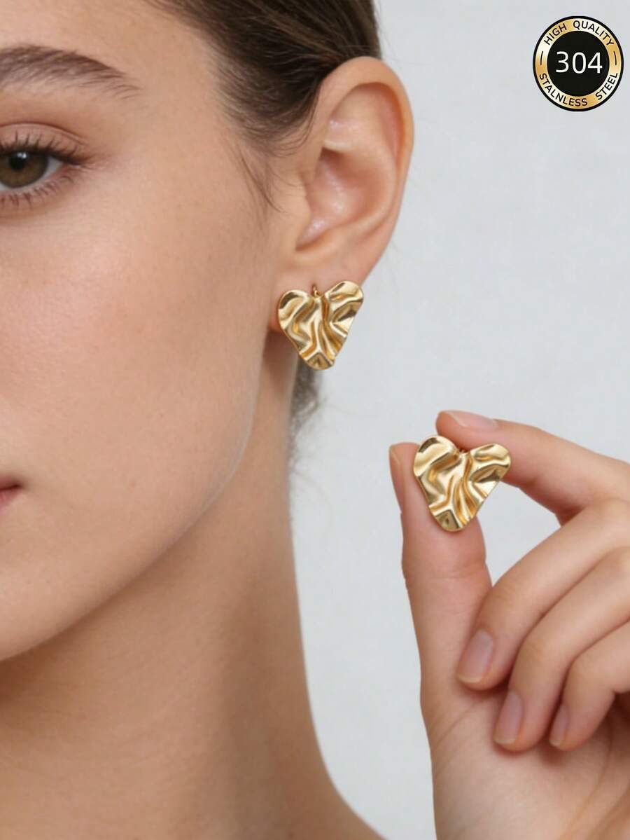 1 Đôi bông tai hình xoắn ốc vuông bằng thép không gỉ 304, kiểu dáng Châu Âu và Mỹ, thích hợp cho tiệc tùng, tiệc chiêu đãi, du lịch, đám cưới, kỳ nghỉ, đeo hàng ngày, quà tặng Ngày của Mẹ. - Vàng - Xem 1