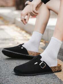 Spring Summer Autumn Outdoor Lightweight Men's Sandals, Comfortable Non-Slip Men's Slippers, Soft Cork Sole Wear-Resistant Men's Clogs, High-Quality Brand Men's Shoes, Women's Shoes, Outdoor Thickened Closed-Toe Men's Sandals (Asymmetrical Pattern) - Black - View 4