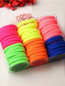 50/100个装 简约女士高弹力发圈 基本款发带 适合日常使用 - 彩色 - 查看 3