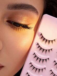 5 Pairs Cartoon False Eyelashes, Fairy False Eyelashes With Transparent & Fine Lash Stems, Cartoon Demon False Eyelashes With Natural & Soft Lashes, Suitable For Beginners - Black - View 8