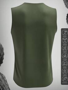 Áo tank top thể thao nam không tay đa năng, thiết kế tối giản, dễ mặc, chất liệu thoáng khí, phù hợp cho chạy bộ ngoài trời, tập gym trong nhà hoặc đi lại trong thành phố, đáp ứng nhiều nhu cầu phối đồ thể thao. - Màu xanh Ô liu - Xem 2