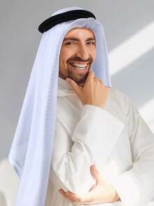 1pc Arabic Headscarf, Dubai Style Headwrap, Saudi Arabia Travel Turban For Men - Multicolor - View 6