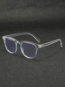 1副男女通用复古Y2K风格纯色镜片眼镜，适合休闲佩戴 - 無色 - 查看 6