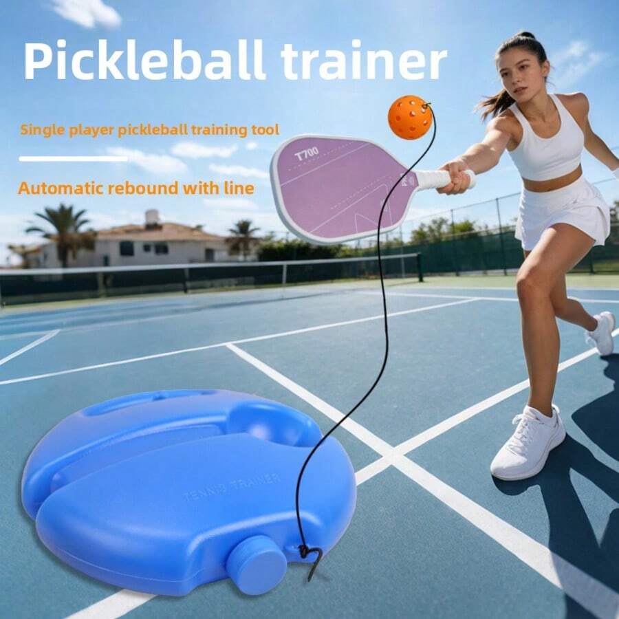 Pickleball elástico con cuerda + Base de cuerda elástica de 4M | Rebote estable, sin enredos para entrenamiento individual - Azul - Ver 1