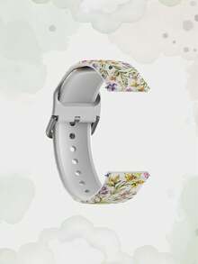 20/22mm Universal Retro Floral Pattern Watch Band Compatible With Samsung, Honor Smartwatches - Silicone Surface With Flower Pattern Compatible With Huawei GT2/GT3, Watch 3/Galaxy - Multicolor - View 3