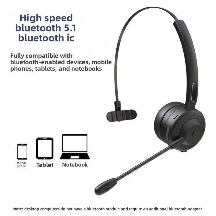 Bluetooth Headset For Customer Service, Online Classes, Cycling, Office Work, Mobile Phones, Laptops, And Desktop Computers - 查看 1