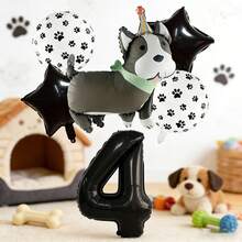 Cute Puppy Birthday Balloon Set, Includes Puppy Foil Balloons, Black And White Paw Print Balloons, Star Foil Balloons And Black Number Foil Balloons, Suitable For Decorating Children's Birthday Parties, Pet Puppy Gatherings And Other Events - View 7