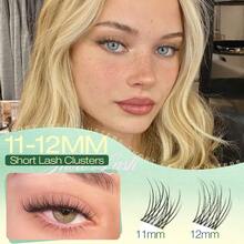 Natural Lash Clusters 11-12MM Eyelash Clusters Clear Band Individual Lashes Short Wispy Cluster Lashes C Curly Cluster Eyelash Extensions For Everyday Makeup By - B-自然短款 11-12毫米 - 查看 3