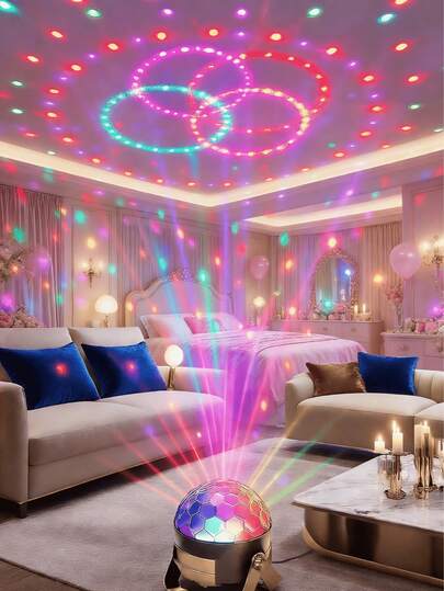 Bedroom LED Projection Night Light, Disco Ball Projector Lamp For Home Decor & Festival Ambiance