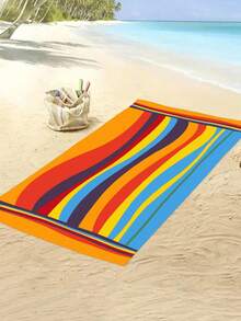 1pc Simple Striped Beach Towel, Extra Large Microfiber Quick Dry Water Absorbent Beach Towel, Anti-Sand Beach Blanket, Suitable For Travel, Swimming Pool, Yoga, Gym, Beach, Holiday Essentials (Single-Sided Printed), Beach Accessories, Pool Float - Large Beach Towels, Microfiber Beach Towel, Round Beach Towel, Striped Beach Towel, Good For The Beach, Dries Fast, Soft Beach Towel, Summer Essential, Cute Beach Towel, Cruise Essentials, Pool Essentials, Vacation Essentials, Camping Essentials, Beach Essentials, Beach Accessories For Women, Beach Towels Oversized - Color - 查看 7
