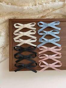 Pinzas para el cabello con lazo de cinta de tela elegante, versátiles en azul, rosa, negro y blanco para el flequillo lateral, adecuadas para uso diario y festivo - Multicolor - Ver 1