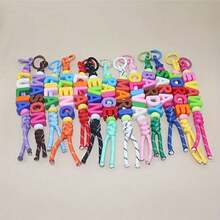 [Custom] 1pc Handmade Woven Keychain, Colorful Acrylic Letter Beads, Handmade Woven Knot, Customizable Letters, Minimalist Style, Back To School/Birthday Gift - Letter Keychain - View 8