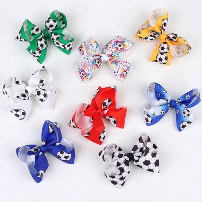 Pinza para el cabello con estampado digital de la serie de la Copa Mundial, flor de burbujas y lazo, accesorios para el cabello lindos, coloridos y de moda, adecuados para uso diario, regalos de regreso a la escuela, Día de San Valentín, Día de la Madre, Copa Mundial, fiesta de cumpleaños