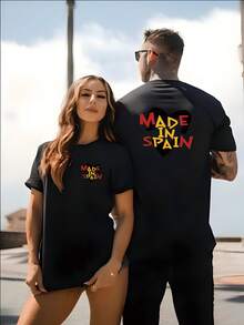 Made In Spain Heart Y2K Streetwear Black Double Sided Print Tee 100% Cotton Summer Breathable Comfort Casual Unisex T-Shirt S-3XL Perfect Gift - màu đen - Xem 6