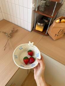 1 pieza Conjunto de vajilla con conejo emocional, que incluye taza, taza con asa, plato, tazón, adecuado para diversas ocasiones, hogar, cocina, comedor, apto para diferentes alimentos, vajilla, vajilla multifuncional, regalo festivo, gran opción de regalo - Multicolor - Ver 5