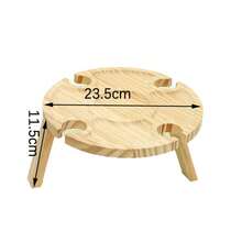 圆形木质水果托盘，露营野餐酒盘，户外零食托盘，优质木质餐盘 - 1pcs圓形折疊托盤 - 查看 2