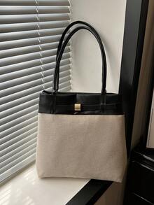 极简时尚水桶包新品上市，优雅手提包，女士单肩包，休闲斜挎包 - 黑色 - 查看 1