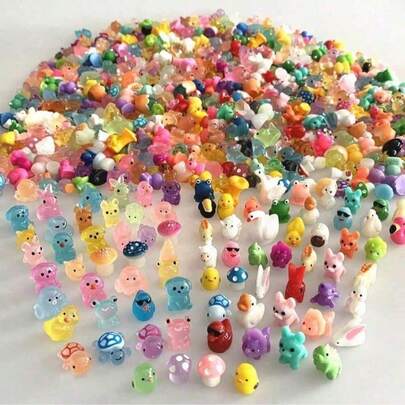 5/10/30/50/100pcs Glow-In-The-Dark Resin Animals, Realistic Mini Luminous Small Animal Resin Products, DIY Cartoon Toys Micro Landscape Decor, Surprise Gift Pack, Suitable For Dollhouse Crafting, Pranks, Gardening Decor, Miniature Sculpture, Toys, Mini Figurines, Turtles, Resin Animals, Mini Toys