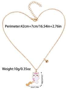 2pcs/Set Cute Kitty With Movable Tail Pendant Necklace, Gift For Daughter Or Best Friend - Multicolor - View 10