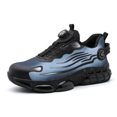 Men's Steel Toe Safety Shoes, Anti-Smash And Anti-Puncture Protective Shoes With Rotating Button Design, Lightweight And Breathable Work Shoes Suitable For All Seasons. Ideal For Construction Sites, Gardening, Warehouses And Daily Maintenance Work.