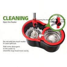 [Spinning Mop Set] 360° Spinning Mop And Bucket Set With Wringer | 3 Microfiber Mop Replacement Heads, 61" Stainless Steel Adjustable Handle For Floor Cleaning, Bathroom, School - Bucket Floor Cleaning System - Thùng phân tách cao cấp - Xem 10