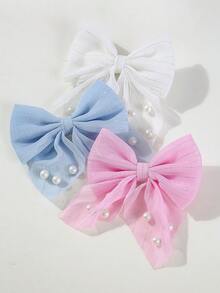 493pcs Colorful Pearl Bow Hair Clips, Cute Princess Style Hair Ties, Elastic & Durable Hair Accessories, Versatile For Daily Use,Summer,Holiday,Travel, Hair Claw Clip, Headpiece, Claw Clips,Festival,Party - Multicolor - View 3