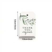 50Pcs/Pack Green Country Style Gift Tags With String Holes, Thank You Hanging Cards For Gift Wrapping, Party & Holiday Celebrations - Green - View 2
