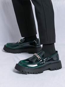 2026新款男士乐福鞋，金属搭扣，厚底，柔软商务一脚蹬皮鞋，亮黑色休闲鞋，韩英软底夏季伴郎婚礼鞋，棕色简约复古莫卡辛鞋，绿色休闲日常鞋，奢华舒适高品质德比鞋，情人节、万圣节、外出装饰婚礼鞋，轻便休闲鞋，时尚休闲鞋，平底尖头通勤办公鞋，绅士社交鞋，新郎鞋，春秋季节送礼佳品 - 綠色 - 查看 7