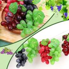 1-12pcs Artificial Realistic Grape Bunches, Black Purple Red Green Rubber Fruit Decor, Suitable For Bowl Fillers, Wedding Party Home Fruit Wine Decoration - Multicolor - View 6