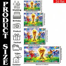 Tapisserie murale décorative WM 2D plate, bannière plate 2D, 1 pièce, bannière de fond de fête USA-Canada-Mexique 2026, bannière de garage de football, grande impression de trophée et de mascotte pour décoration extérieure, convient pour les fêtes de supporters et les décorations de fête de football ainsi que pour la décoration de la maison, 2D plate. - z1 - Voir 4