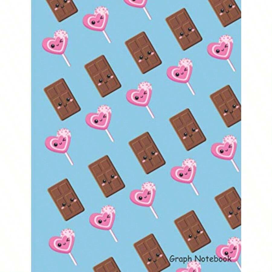 Graph Paper Notebook: Blank Grid Paper Notebook Quad Rule graph paper 4x4 graph paper cover chocolate and cupcakes 100 Pages (Large 8.5 x 11 in/ 21.59 x 27.94 cm) for writing drawing school - como en la foto - Ver 1