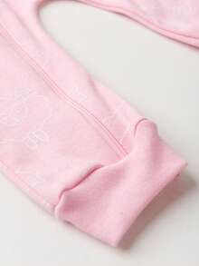 Baby Jumpsuit In Printed Suedine Fabric With Zipper (Newborn/Small/Medium/Large) - Pink - View 3