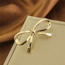 1pc/2pcs/4pcs New Arrival Metal Bowknot Brooch, Unique Design Niche Accessory, Anti-Slip V-Neck Pin, Versatile - Silver - View 7