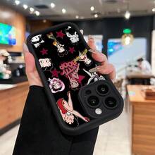 Tema de Betty Boop con estrellas negras y rojas.funda de teléfono Fundas compatibles con Samsung,Apple,VIVO,OPPO,Motorola,Google,Xiaomi y Honor.Fabricadas en silicona TPU,ofrecen protección contra golpes y caídas. - Negro - Ver 2