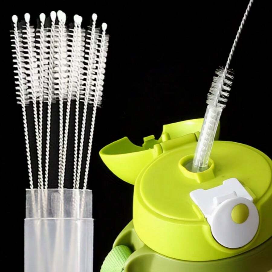 5/10/20pcs Flexible Stainless Steel Straw Cleaning Brush, Soft Bristle Design, Suitable For Cleaning Glass Tubes And Bottles, With Long Handle, Reusable
