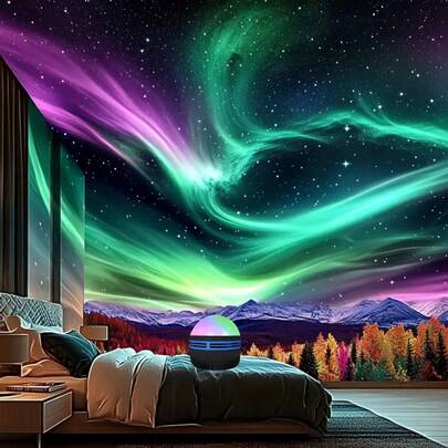 Đèn ngủ chiếu hình cực quang - Hiệu ứng bầu trời sao nhiều màu sắc, điều khiển từ xa, thiết kế sóng nước, phù hợp trang trí phòng ngủ và phòng chiếu phim gia đình, sử dụng nguồn USB, món quà hoàn hảo cho Giáng sinh và Ngày Valentine, đèn ngủ.