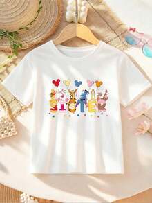 Disney Authorized Short Sleeved Parent-Child Printed T-Shirt, Graphic Tees, Cotton Graphic Tees,Funny Graphic Tees,Suitable For Family Travel And Vacation. Mother's Day T-Shirt, Suitable For Both Men And Women. Cotton T-Shirt, Comfortable And Breathable. - Girls - View 2