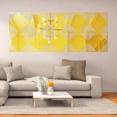 OUTANA Hình dán tường trang trí họa tiết hình học sọc, tự dính, bằng acrylic, có thể tháo rời, dùng để trang trí phòng khách, phòng ngủ, văn phòng, ký túc xá. Có các màu vàng, bạc và đen.