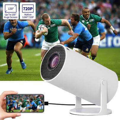 200 ANSI Lumens Upgraded Projector, Native 720P HD Video Projector With Wired Screen Mirroring, Outdoor Movie Projector Compatible With Phone Laptop TV Stick