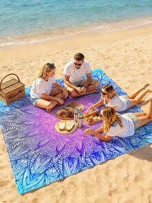 1pc New Outdoor Waterproof Anti-Sand Digital Printed Picnic Mat/Beach Towel, Fashionable And Fresh Pattern, Suitable For Camping And Picnics (100g Fabric Weight) - Multicolor - View 7