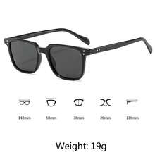 Óculos masculinos clássicos com armação quadrada de plástico (1 par), ideais para uso externo, diário, em viagens, versáteis e casuais, especialmente adequados para férias de verão na praia. - preto clássico - Ver 4