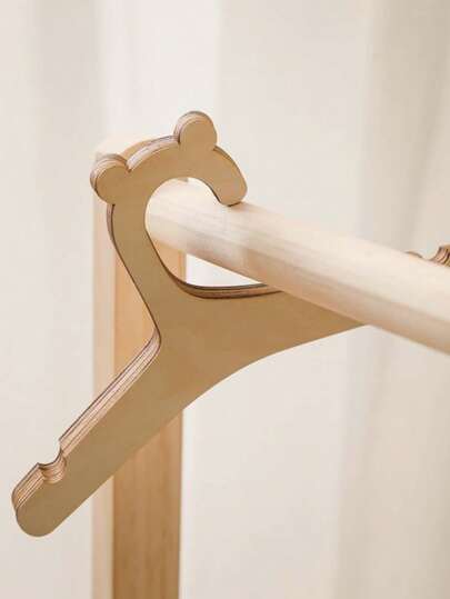 5/10pcs Creative Wooden Bear Shaped Children's Clothes Hanger, Kids Room Clothing Rack