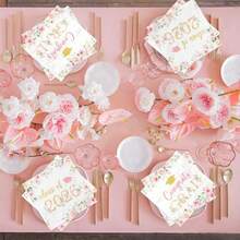 M50Pcs Congrats Grad Party Napkins - Floral Graduation Party Decorations Pink Class Of 2026 Graduation Paper Napkins For College High School Party PliesN - 粉色 - 查看 3
